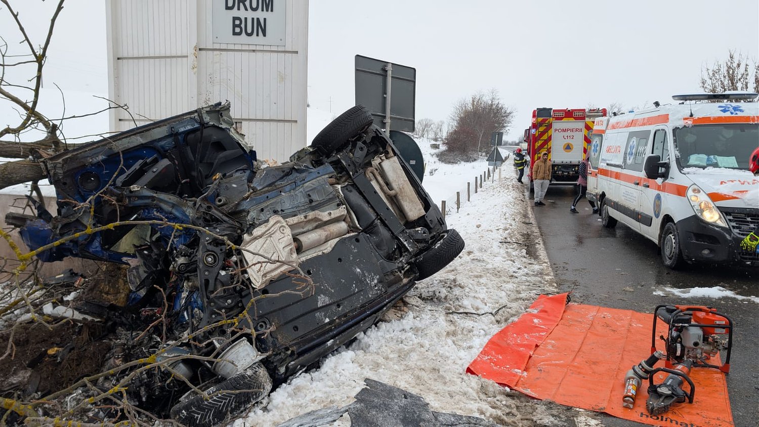 Bărbat mort într-un accident pe DN1 la Miercurea Sibiului / foto