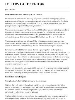 LETTERS TO THE EDITOR