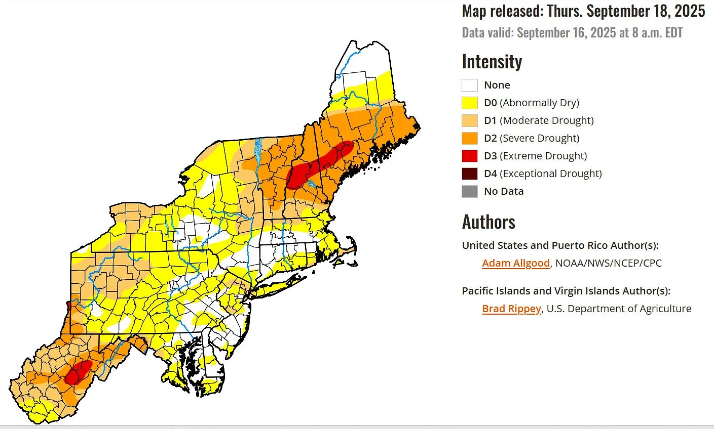 Extreme drought expands in New Hampshire, Vermont and Maine