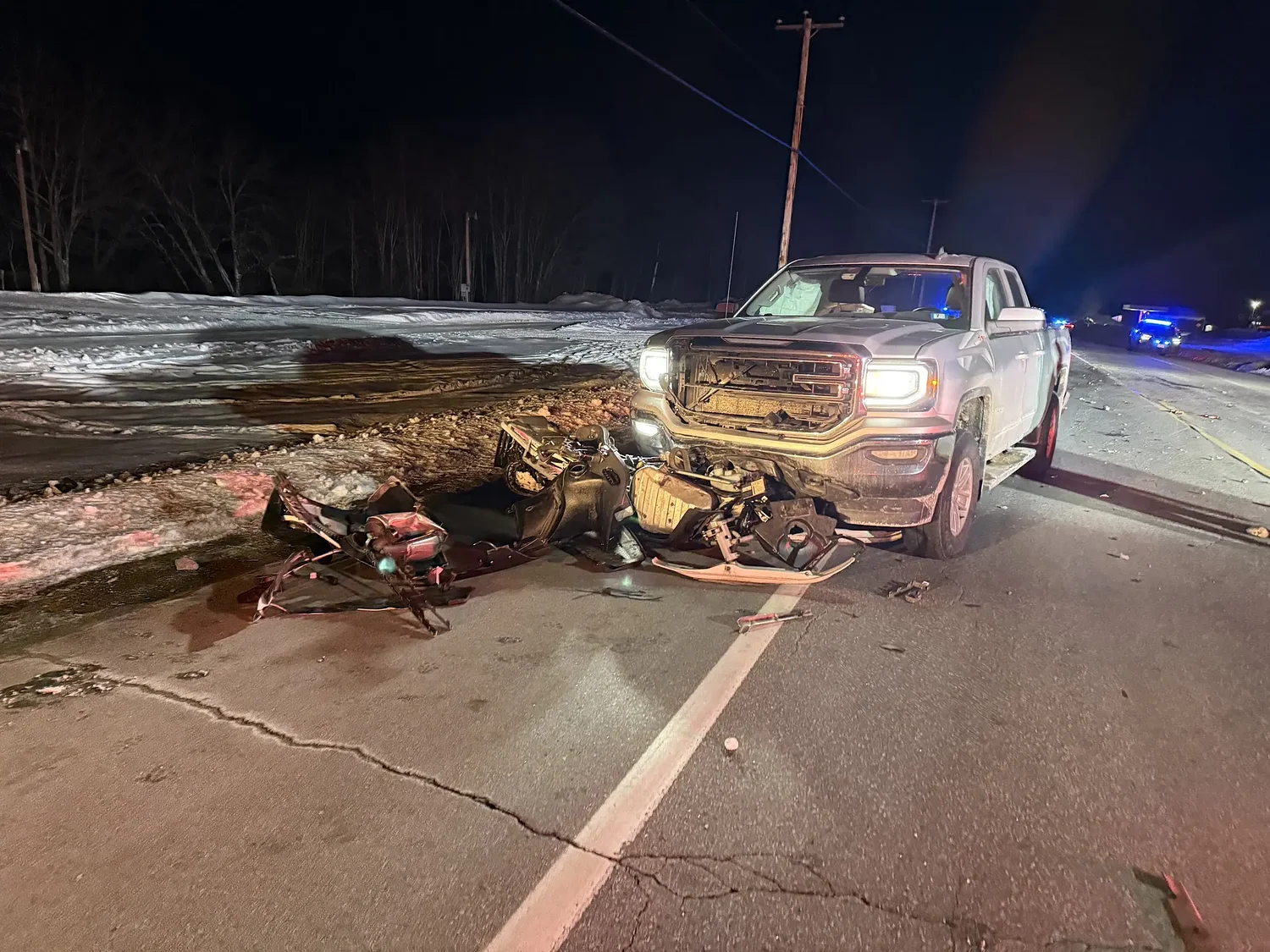 Man injured in Bradford after snowmobile-truck collision