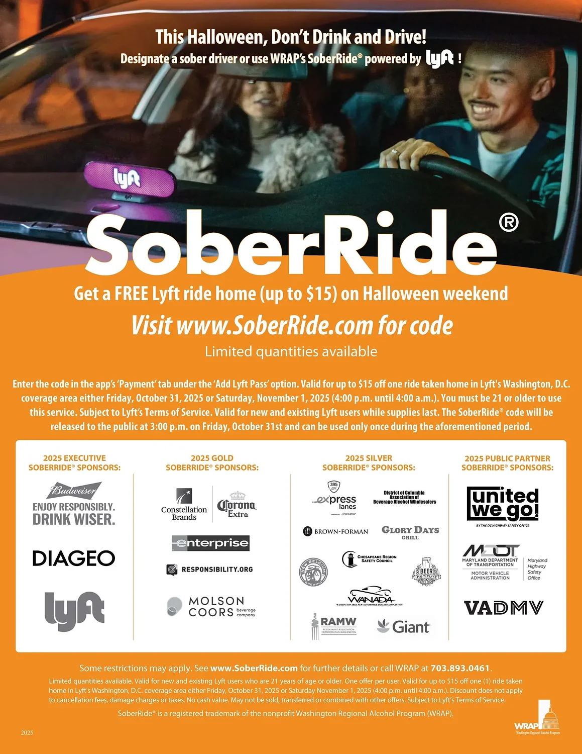 Free Halloween weekend Lyft rides throughout Greater Washington prevent drunk driving