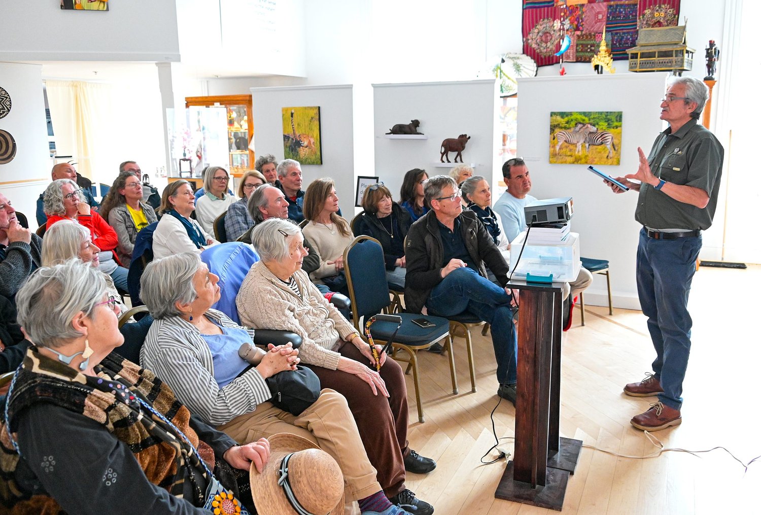River guide Phil Gargan shares Zambezi canoeing stories at Mariposa Museum