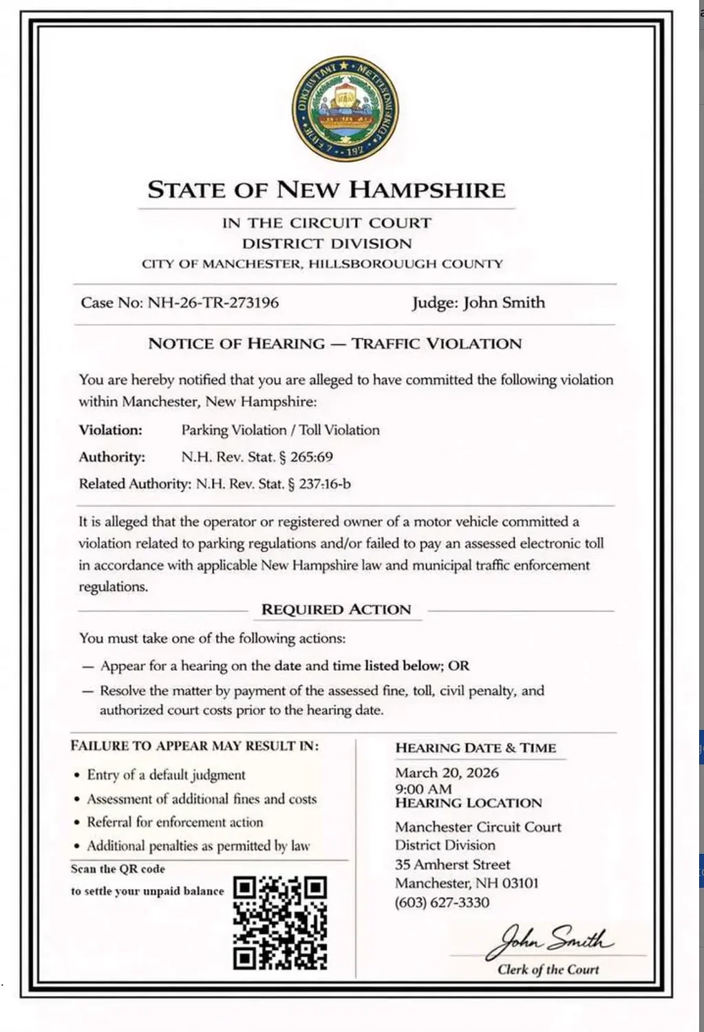 NH attorney general warns of court scam texts