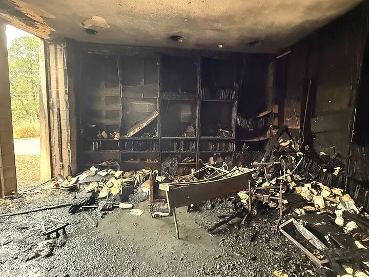 Security camera catches person splashing liquid inside Mississippi synagogue before fire ignited