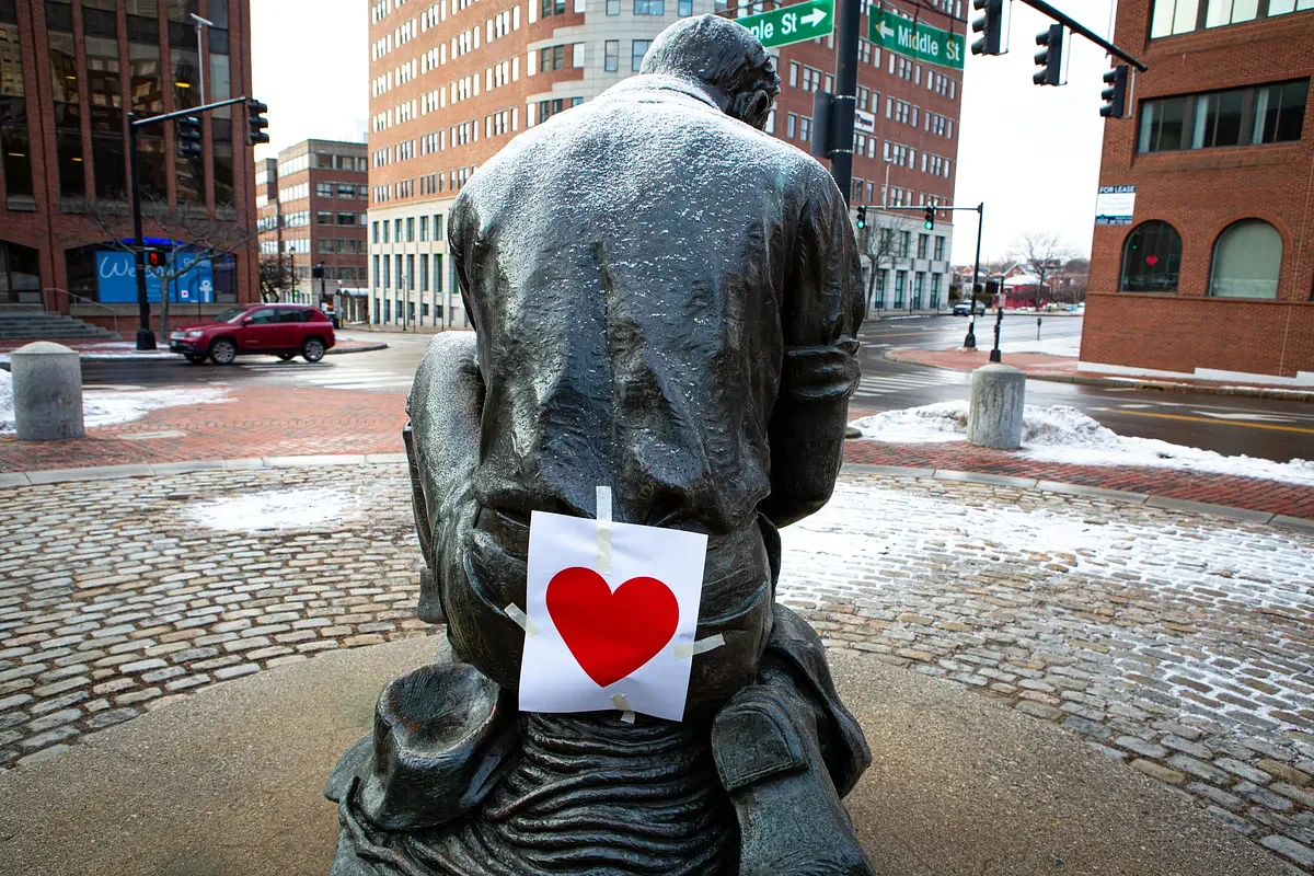 Portland residents can expect to find red hearts plastered across the city Saturday