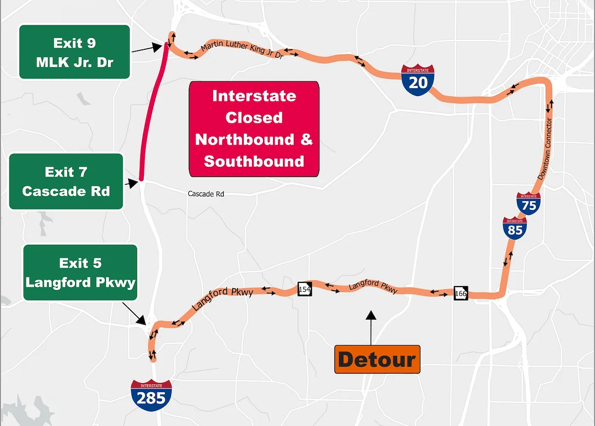 Rescheduled repairs to close two miles of I-285 this weekend