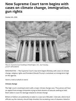 New Supreme Court term begins with cases on climate change, immigration, gun rights