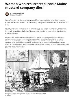 Woman who resurrected iconic Maine mustard company dies