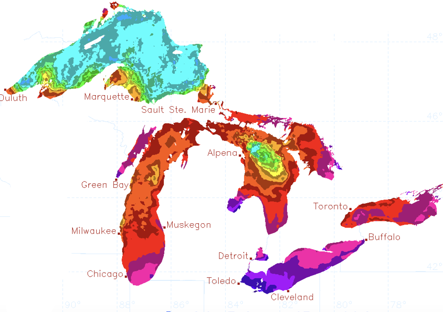 Great Lakes water temperatures: Lakes Michigan, Huron soaring, Lake Superior still frigid