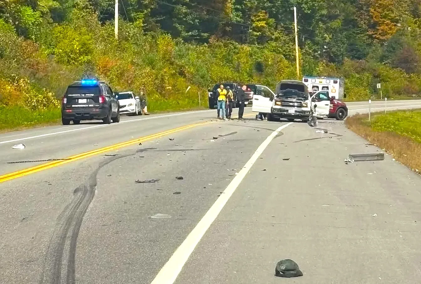 Pickup truck flips end-over-end after collision on Route 202 in Antrim