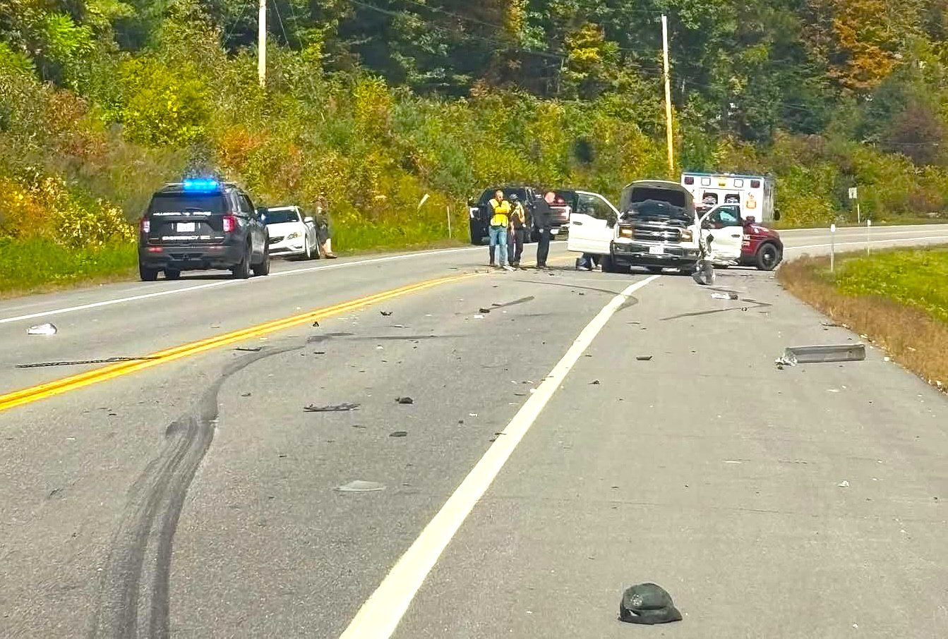 Pickup truck flips end-over-end after collision on Route 202 in Antrim