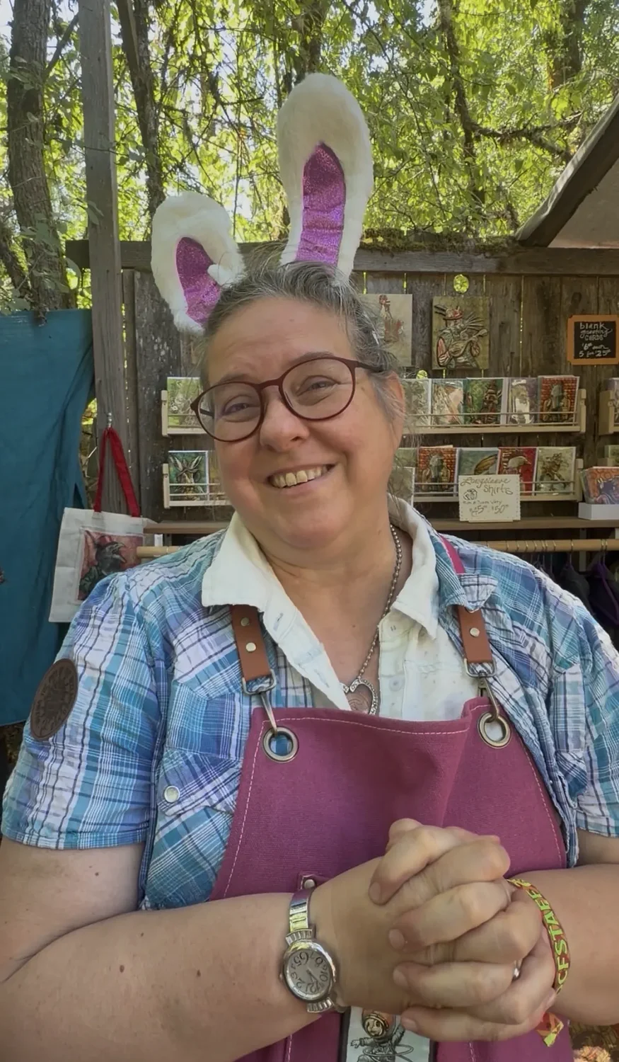 How a bunny hopped from a real-life artist’s yard to this year’s Oregon Country Fair poster