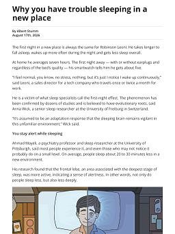 Why you have trouble sleeping in a new place