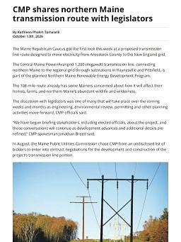 CMP shares northern Maine transmission route with legislators