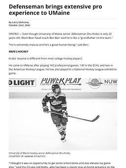 Defenseman brings extensive pro experience to UMaine