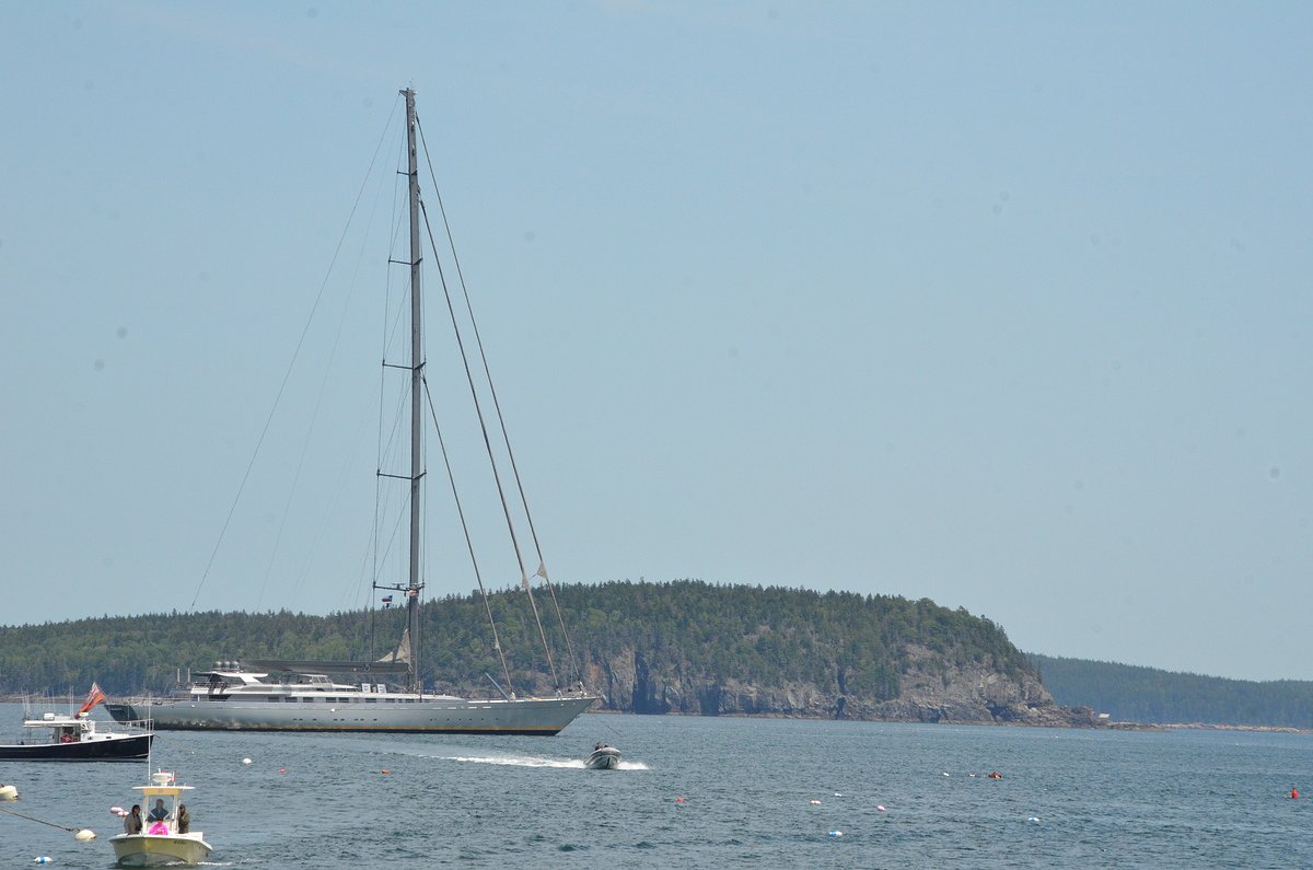 World’s largest single-mast sailing yacht anchors off Bar Harbor