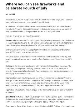 Where you can see fireworks and celebrate Fourth of July