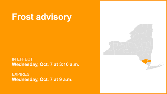 Update: Frost advisory for Orange and Putnam counties until Wednesday morning