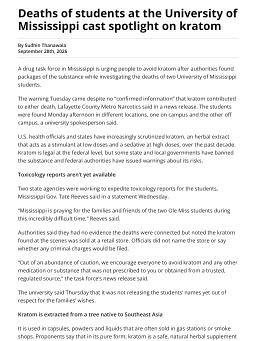 Deaths of students at the University of Mississippi cast spotlight on kratom