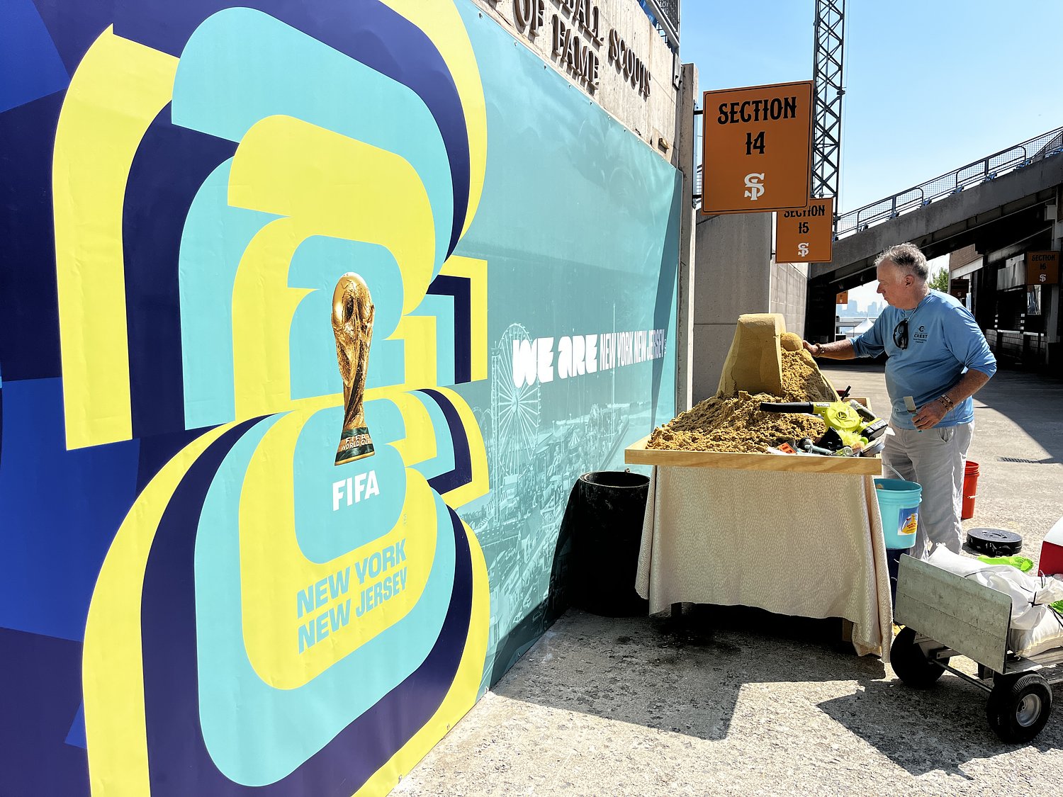 Renowned sand sculptor brings World Cup art to Staten Island stadium