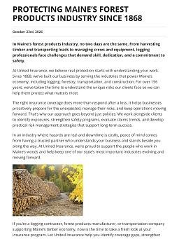 PROTECTING MAINE’S FOREST PRODUCTS INDUSTRY SINCE 1868