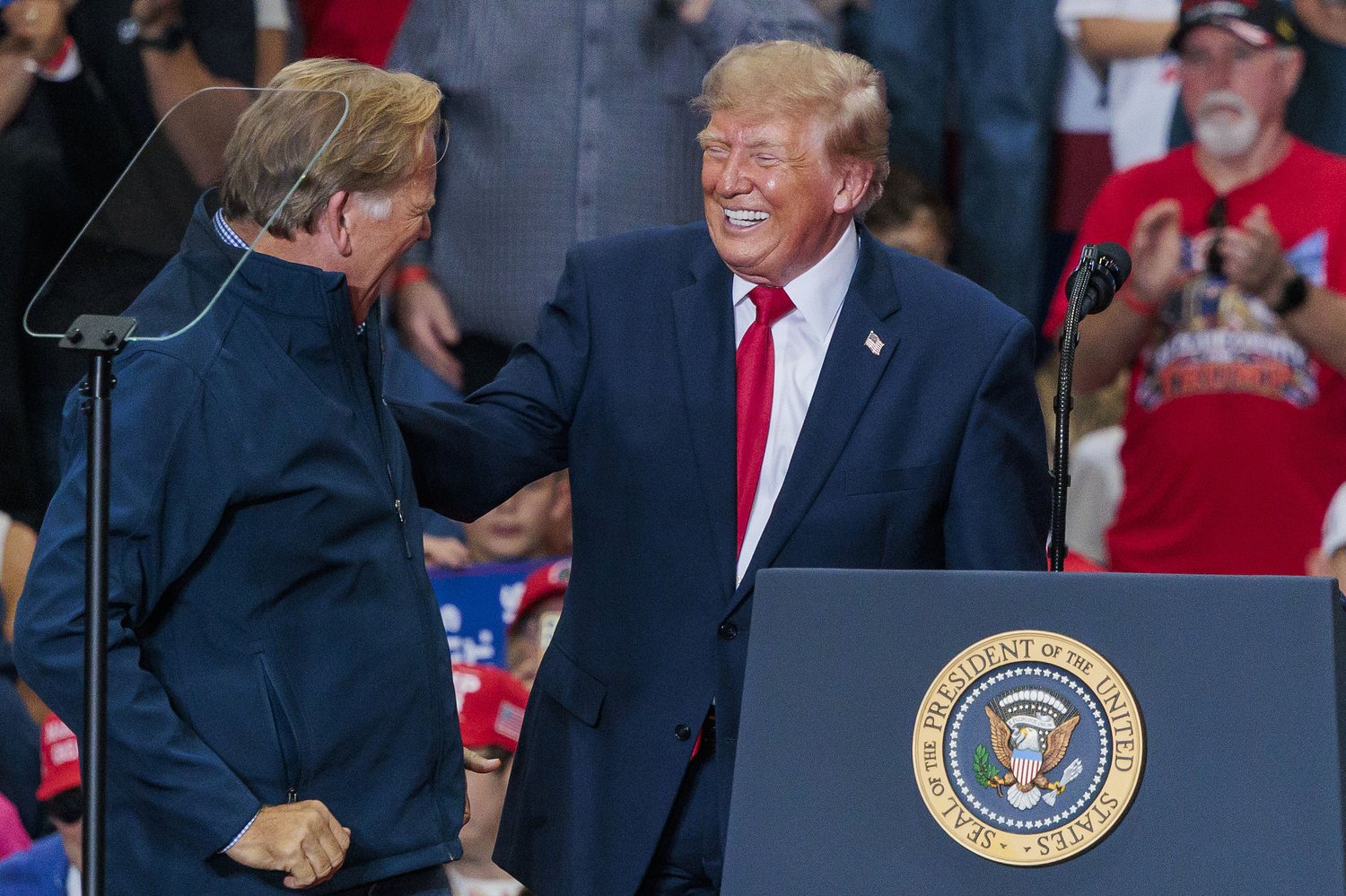 Trump attacks El-Sayed as extremist in Port Huron rally, calls Rogers perfect ‘apple pie’