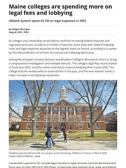 Maine colleges are spending more on legal fees and lobbying