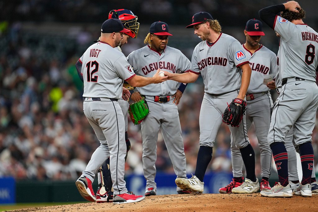 Guardians’ Stephen Vogt, Tanner Bibee walk and talk their way through playoff snub