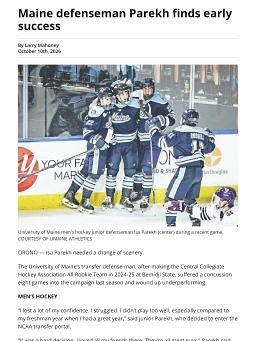 Maine defenseman Parekh finds early success