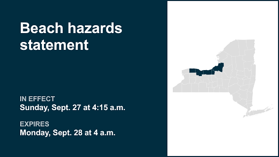 Update: Beach hazards statement issued for Finger Lakes, Central NY until early Monday morning