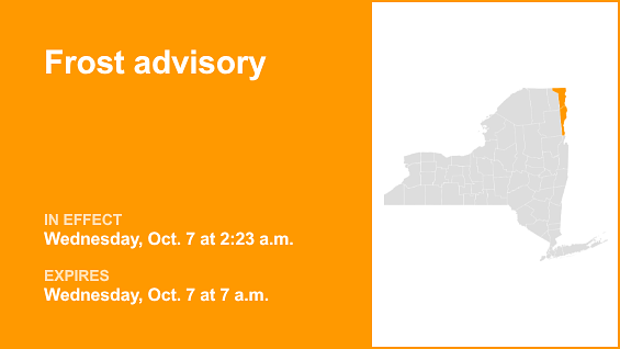Update: Frost advisory issued for Clinton and Essex counties until Wednesday morning