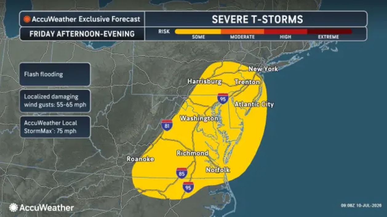 N.J. weather: Scattered thunderstorms, damaging winds possible today. Latest weekend forecast.