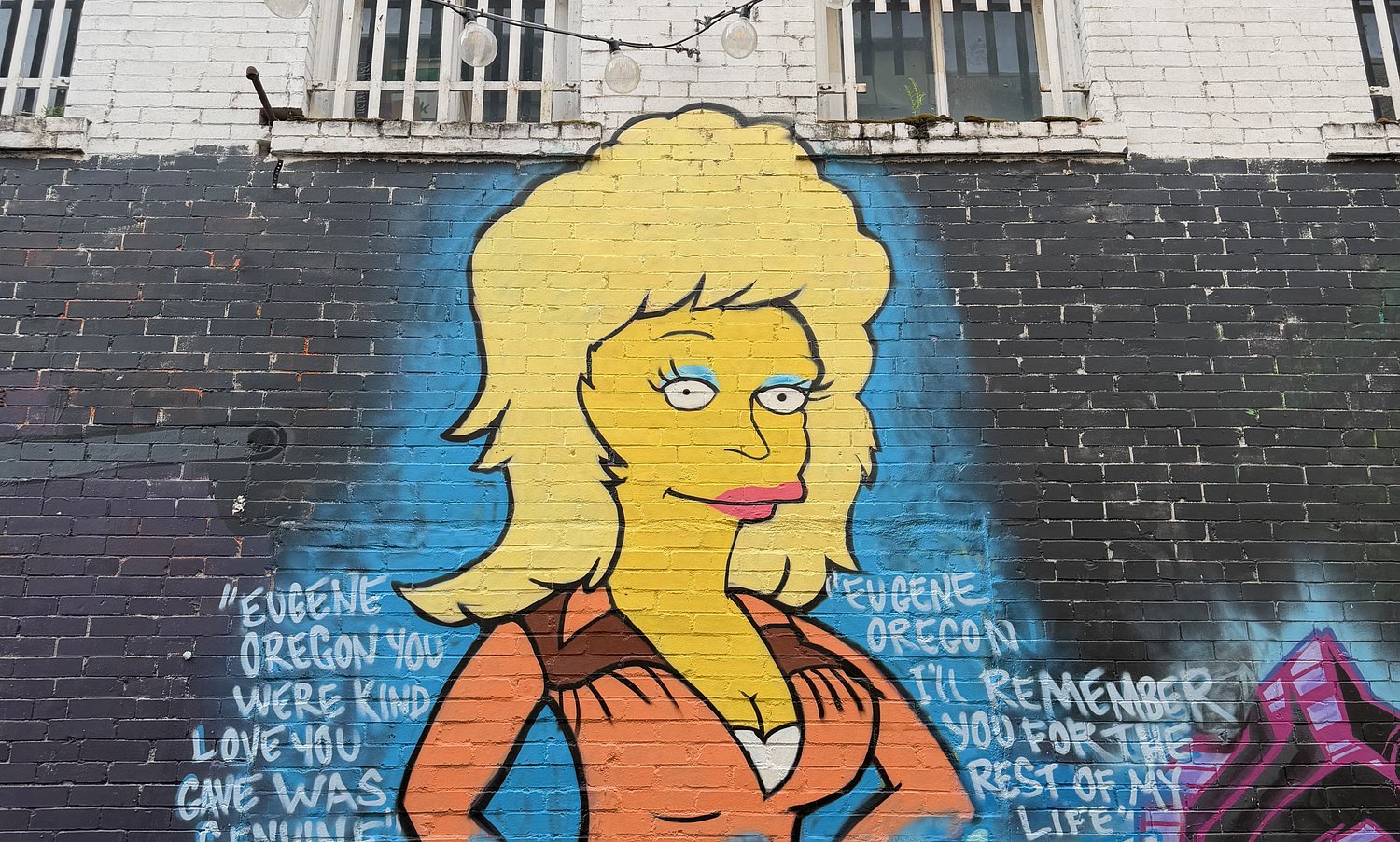 Eugene artist honors Dolly Parton with a Simpsons-style mural downtown