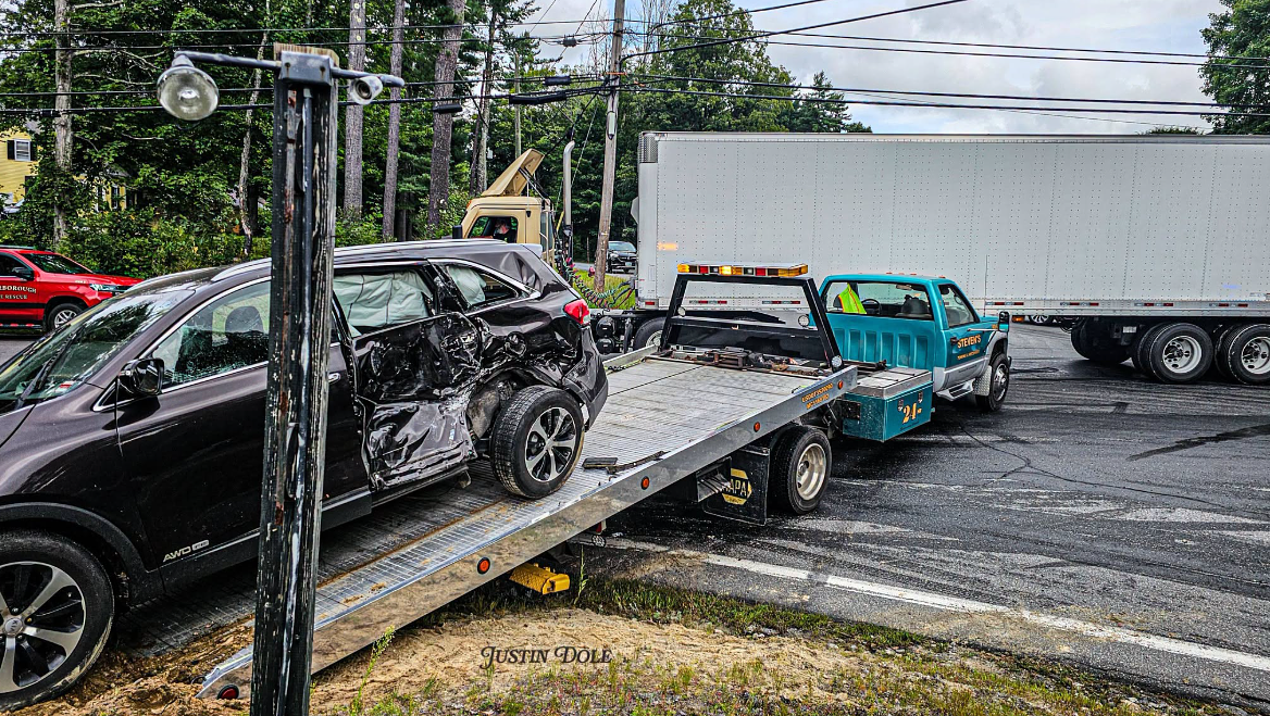 Vehicle hits tractor-trailer near Old Street Road and Route 101
