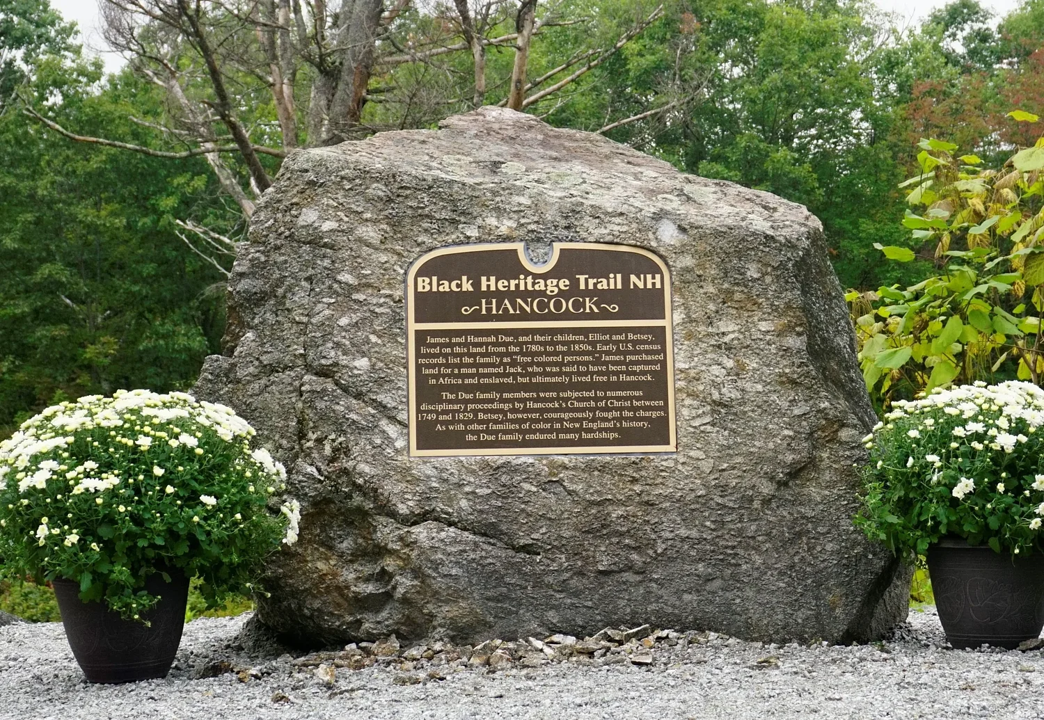 Tour of Due family plaque, one of NH's first Black Heritage Trail markers, explores hidden local history in Hancock