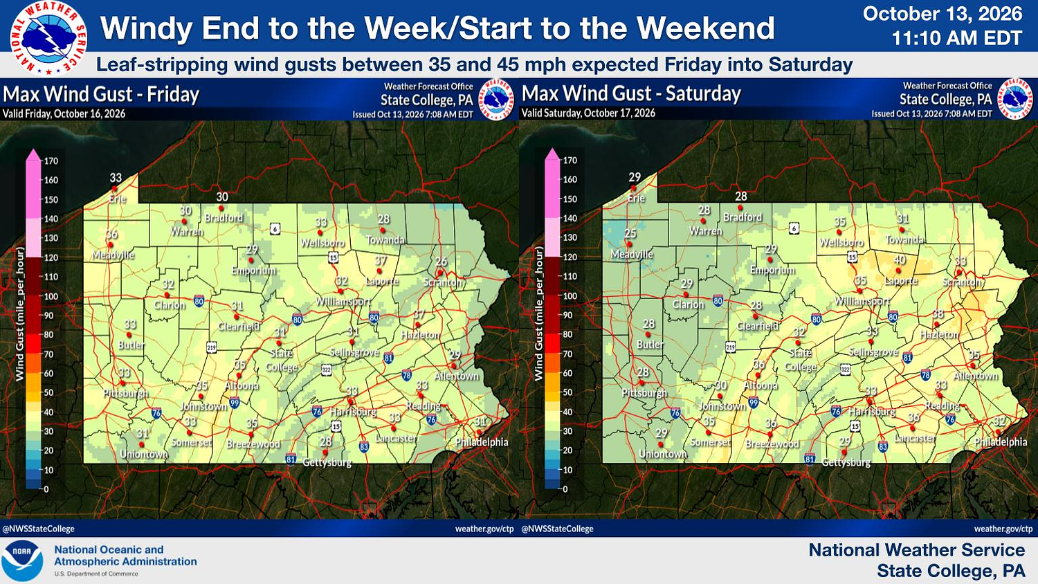 Wind, storms will bring dropping temperatures: Here’s where it will hit hardest in Pa.