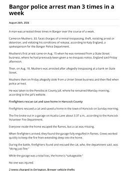 Bangor police arrest man 3 times in a week