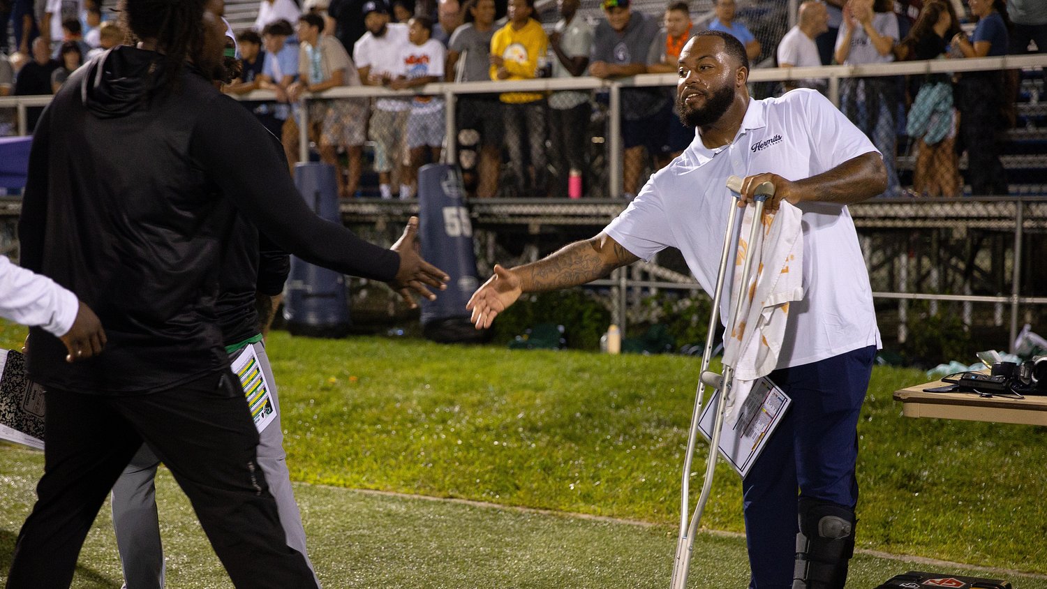 Coach sustains serious injury celebrating  debut win for N.J. football powerhouse