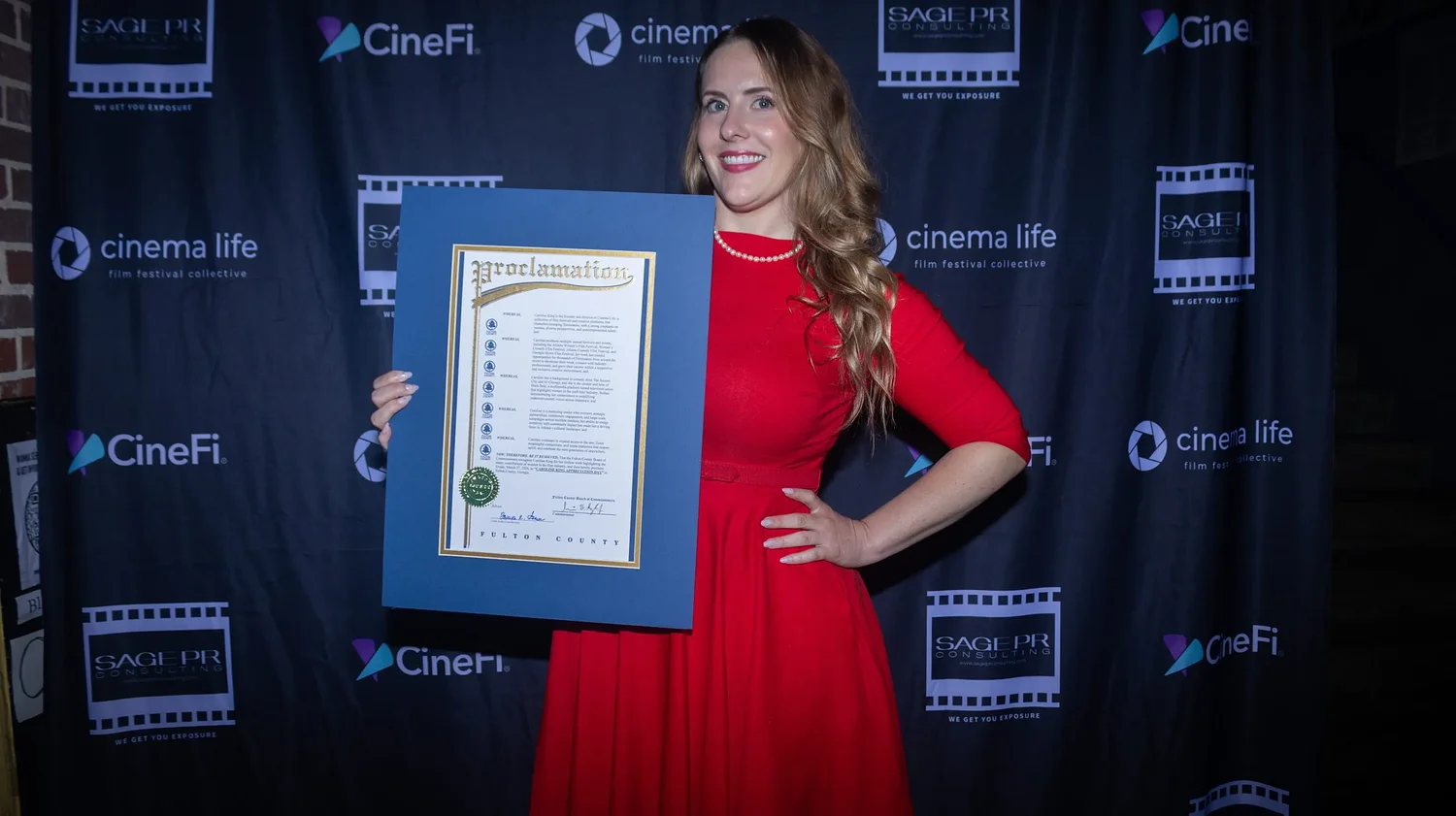 Cinema Life CEO Caroline King receives Fulton County proclamation