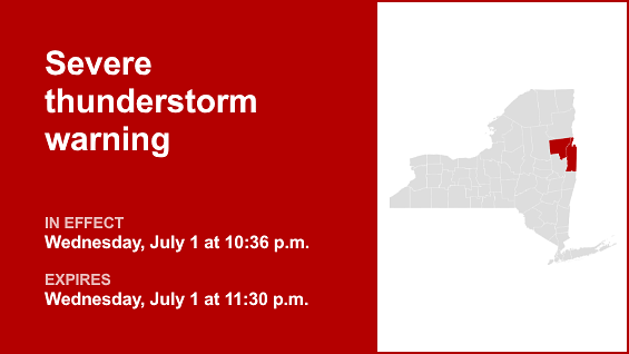Damaging winds and penny-sized hail forecast with thunderstorms to hit Warren and Washington counties Wednesday