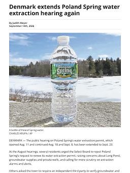 Denmark extends Poland Spring water extraction hearing again