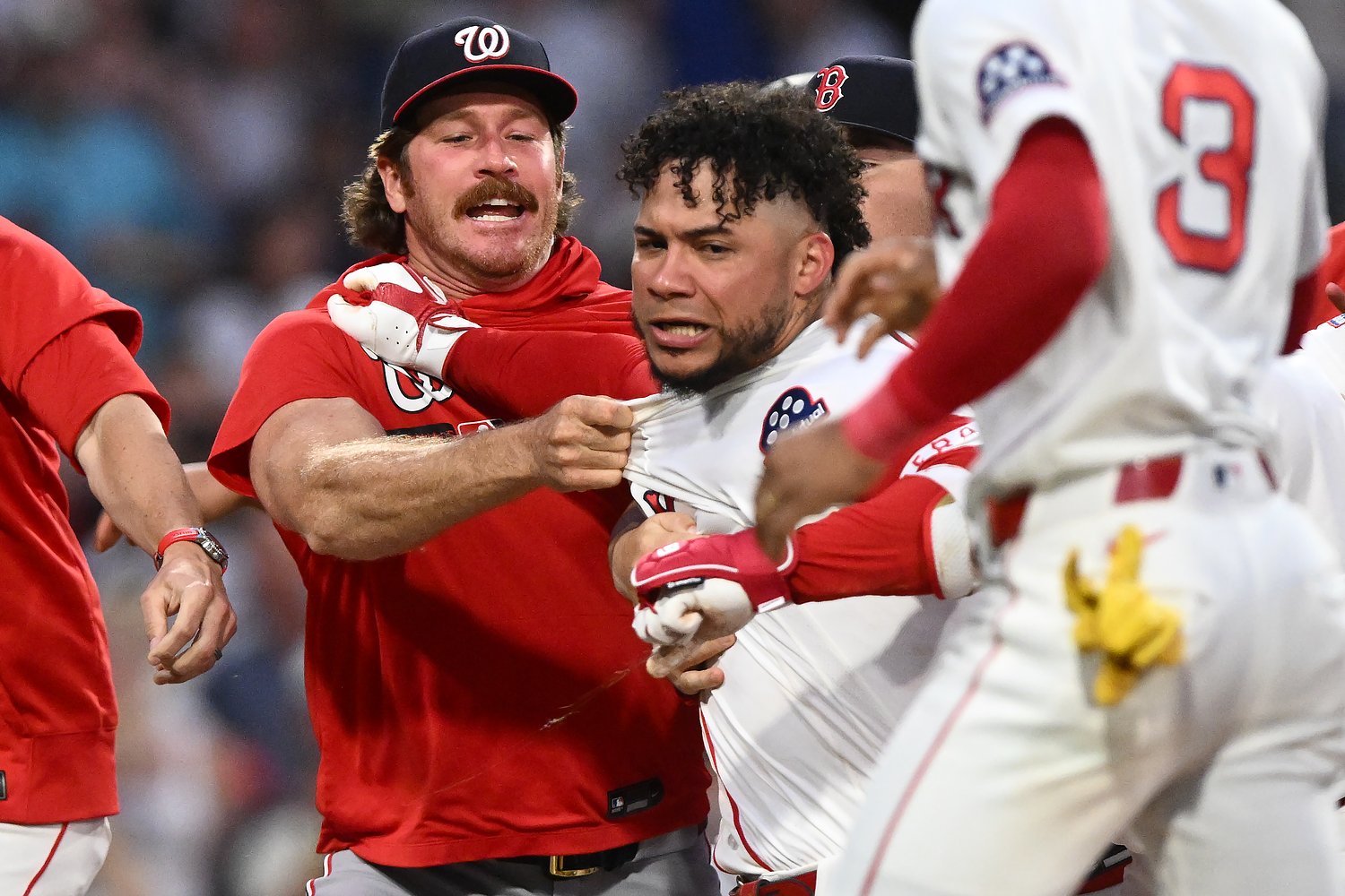 Red Sox, Nationals brawl as Willson Contreras charges mound, throws helmet at Cade Cavalli