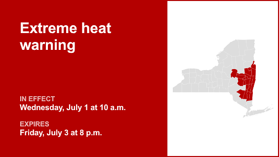 Update: Extreme heat warning affecting Mohawk Valley, Capital Region until Friday evening