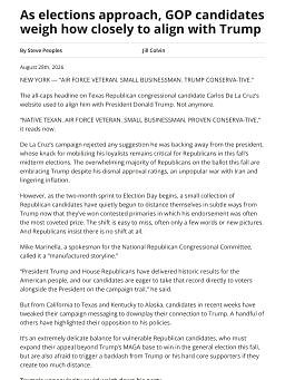 As elections approach, GOP candidates weigh how closely to align with Trump