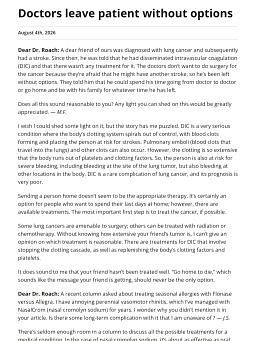 Doctors leave patient without options