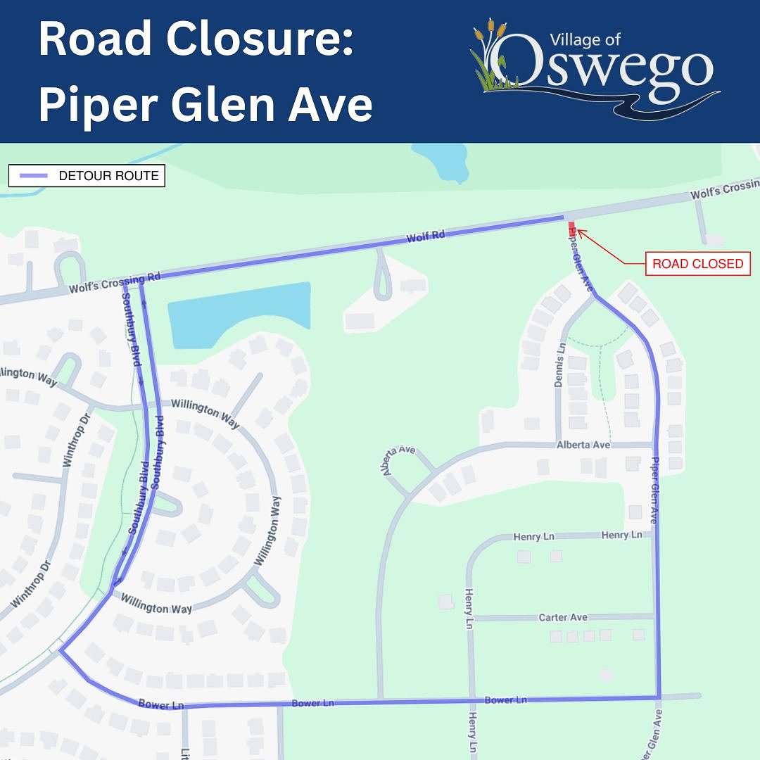 Roundabout project at Wolfs Crossing, Douglas Roads in Oswego to cause traffic closure