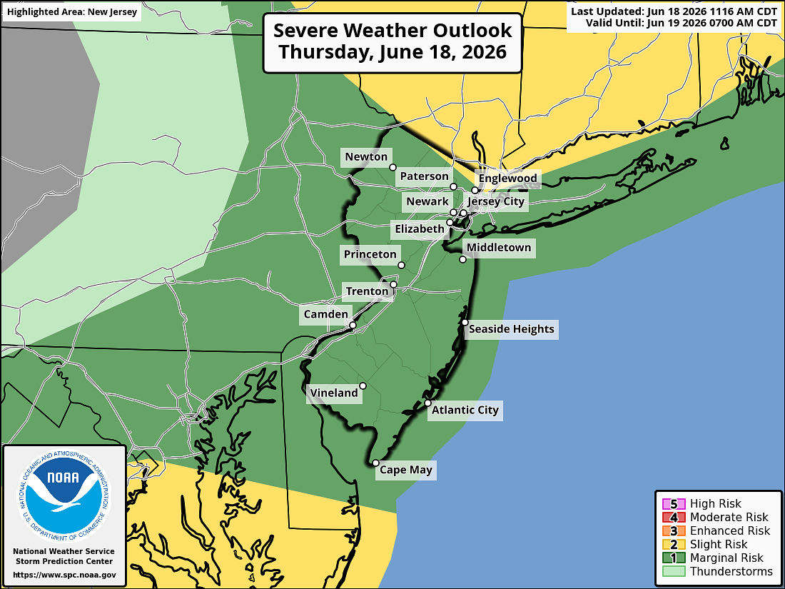 N.J. weather: Severe thunderstorms, 40-mph winds, highs in 90s in forecast today. Updates on timing.
