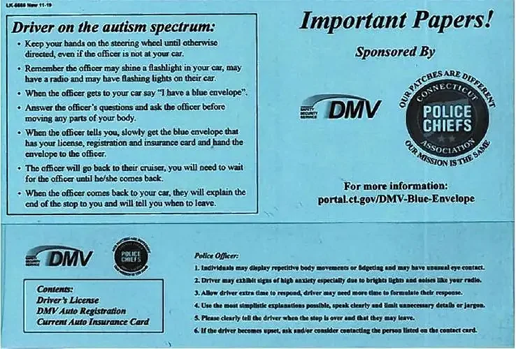 Northampton Police implements Blue Envelope program for autistic drivers