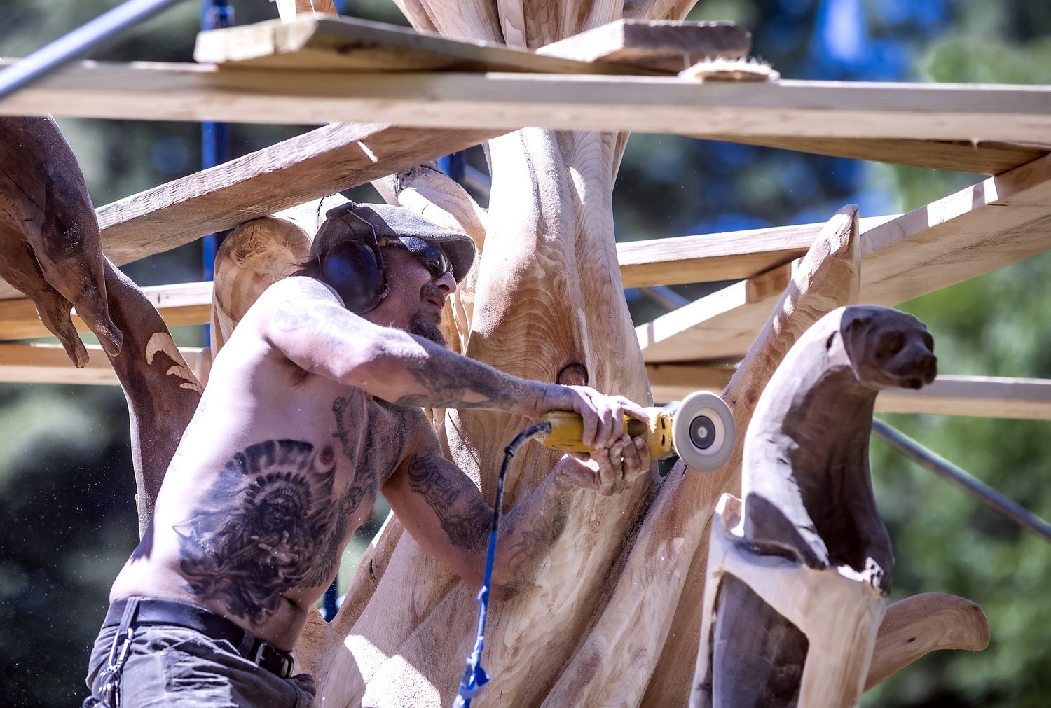 'Create from my soul': Wood carver turns dying tree into otter sculpture in Hopkinton