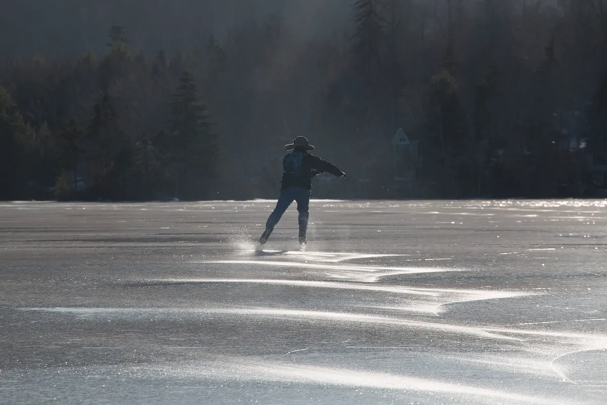 Drone captures stunning winter skating on Bangor-area pond
